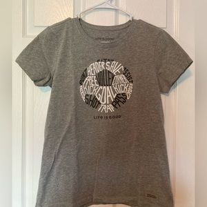 Life is Good soccer t-shirt grey
